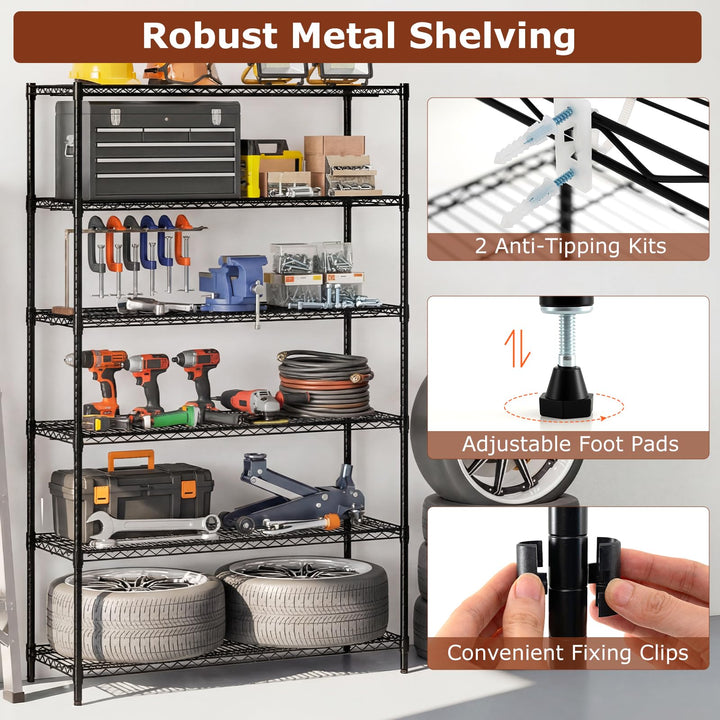 Giantex 6-Tier Metal Storage Shelving Unit with V-Shaped Wire Rack for Home Garage