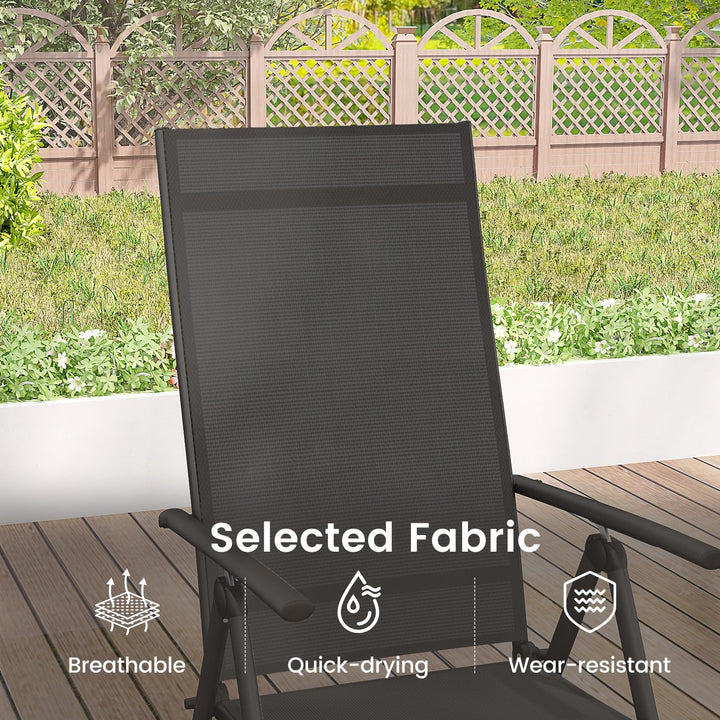 Giantex Folding Patio Chairs, High Back Outdoor Chairs with 7-Level Adjustable High Backrest