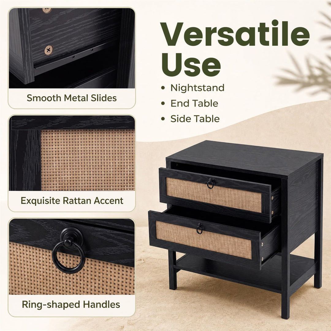 GIANTEX 27" Wide Rattan Nightstand with 2 Drawers (1/2)