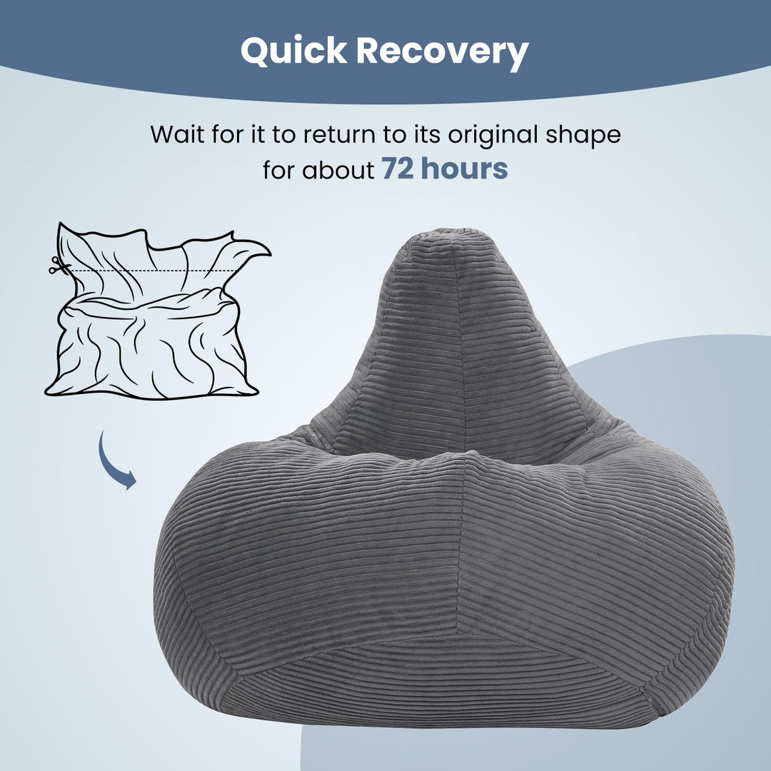 Giantex Bean Bag Chair for Adults | Accent Lazy Sofa with Skin-Friendly Corduroy Cover &amp; Soft Sponge Filling