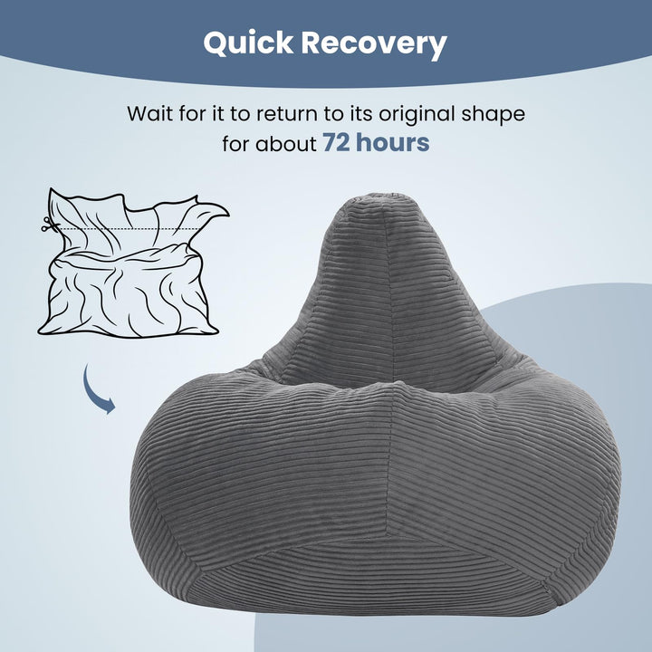 Giantex Bean Bag Chair for Adults | Accent Lazy Sofa with Skin-Friendly Corduroy Cover &amp; Soft Sponge Filling