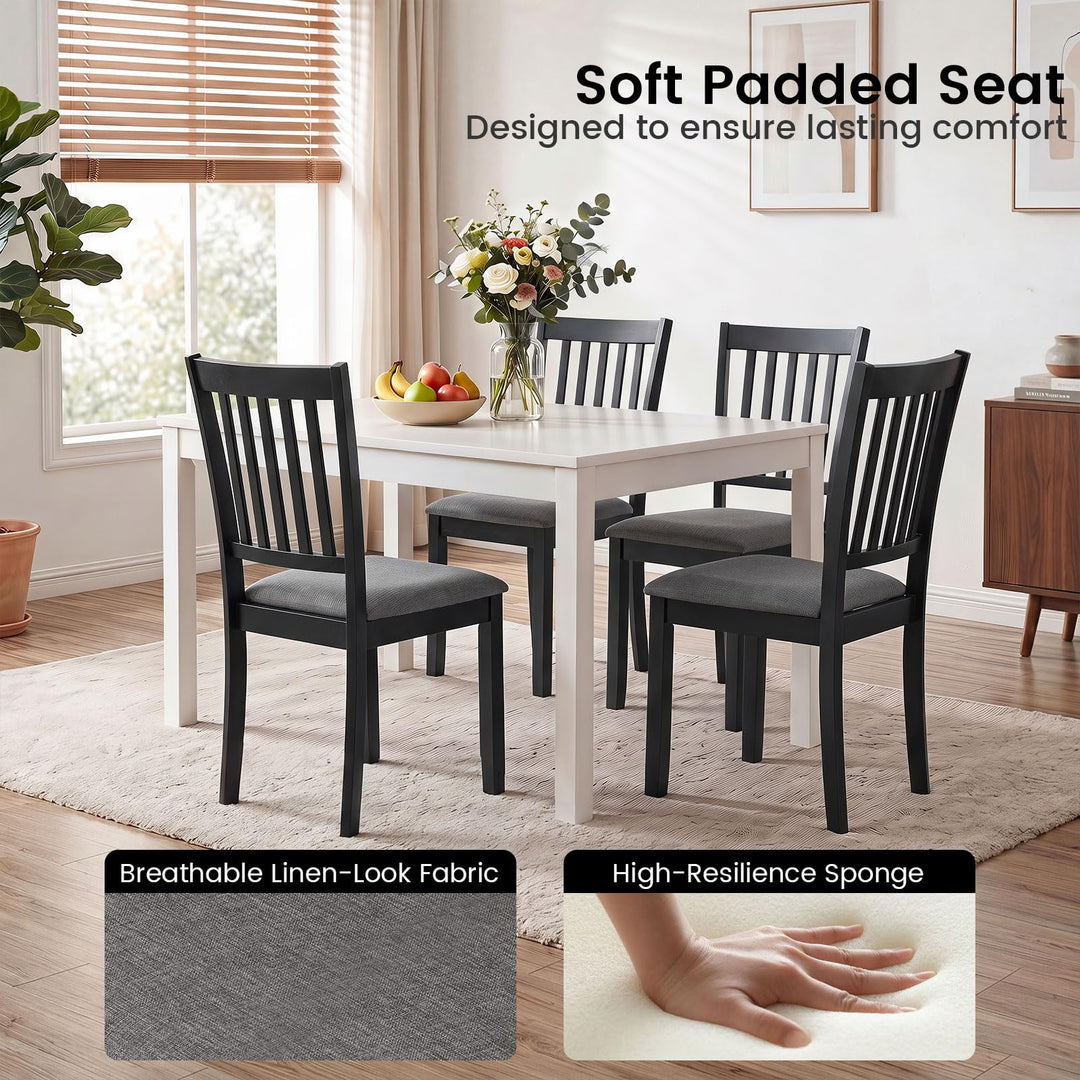 Giantex Modern Farmhouse Wood Slat-Back Kitchen Chairs w/Padded Seat (2/4)
