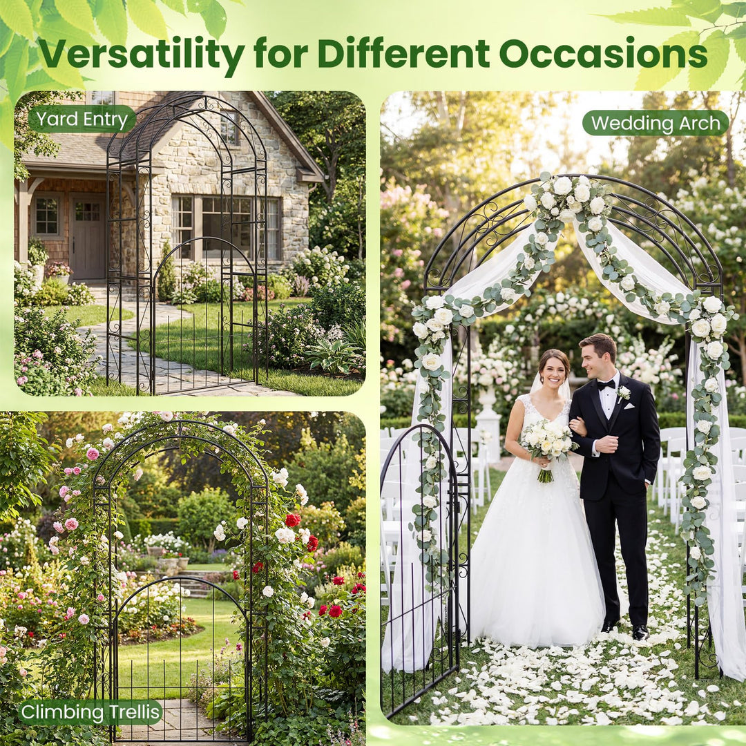 Giantex 84'' Garden Arbor with Gate for Backyard Lawn