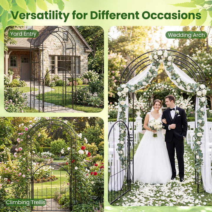 Giantex 84'' Garden Arbor with Gate for Backyard Lawn