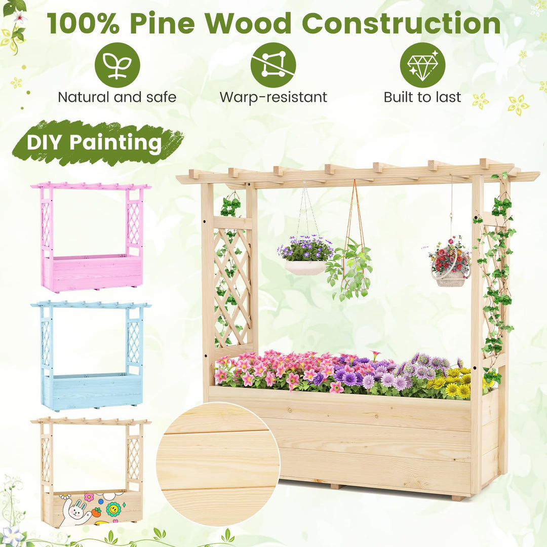 Giantex Raised Garden Bed with Sided Trellis and Hanging Roof