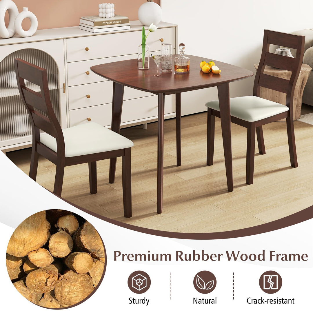 Giantex Wooden Square Kitchen Table and 2 Chairs with Padded Seat