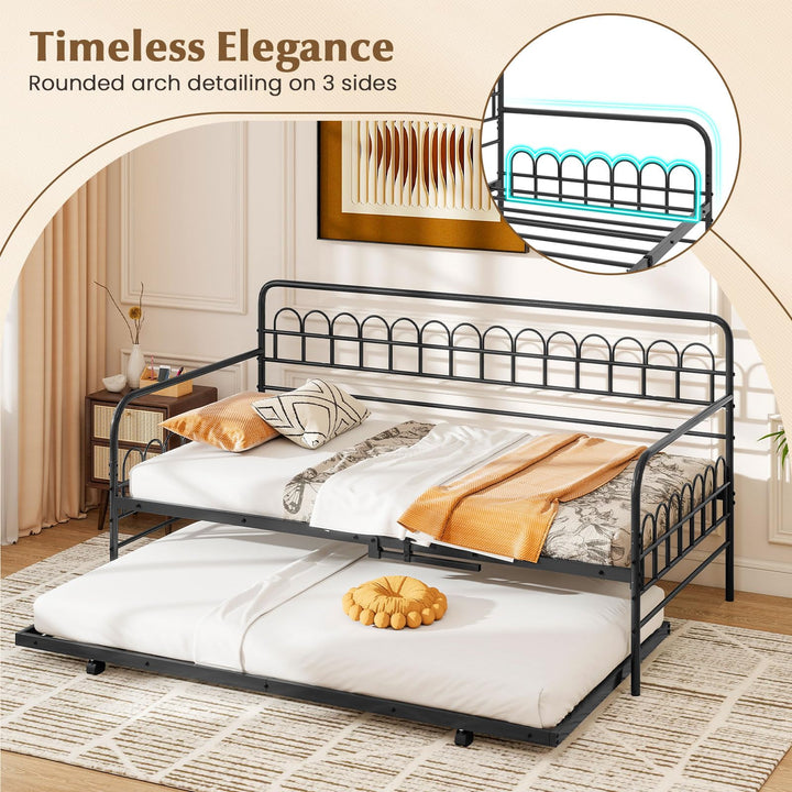 Giantex Twin Daybed with Trundle with Heavy-Duty Metal Slats