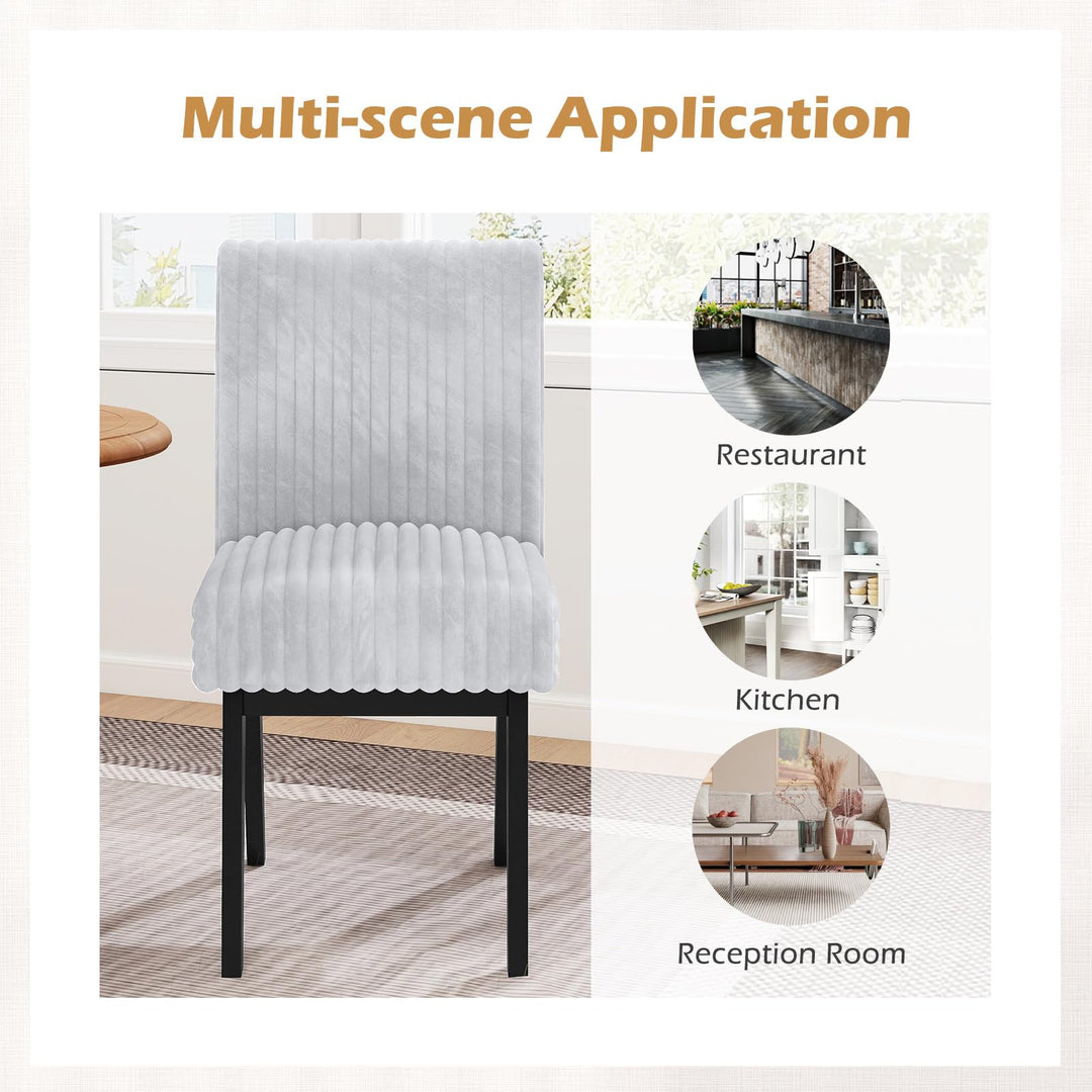 Giantex Fabric Upholstered Channel Tufted Kitchen Chair w/ 6" Thick Padded Seat & Backrest