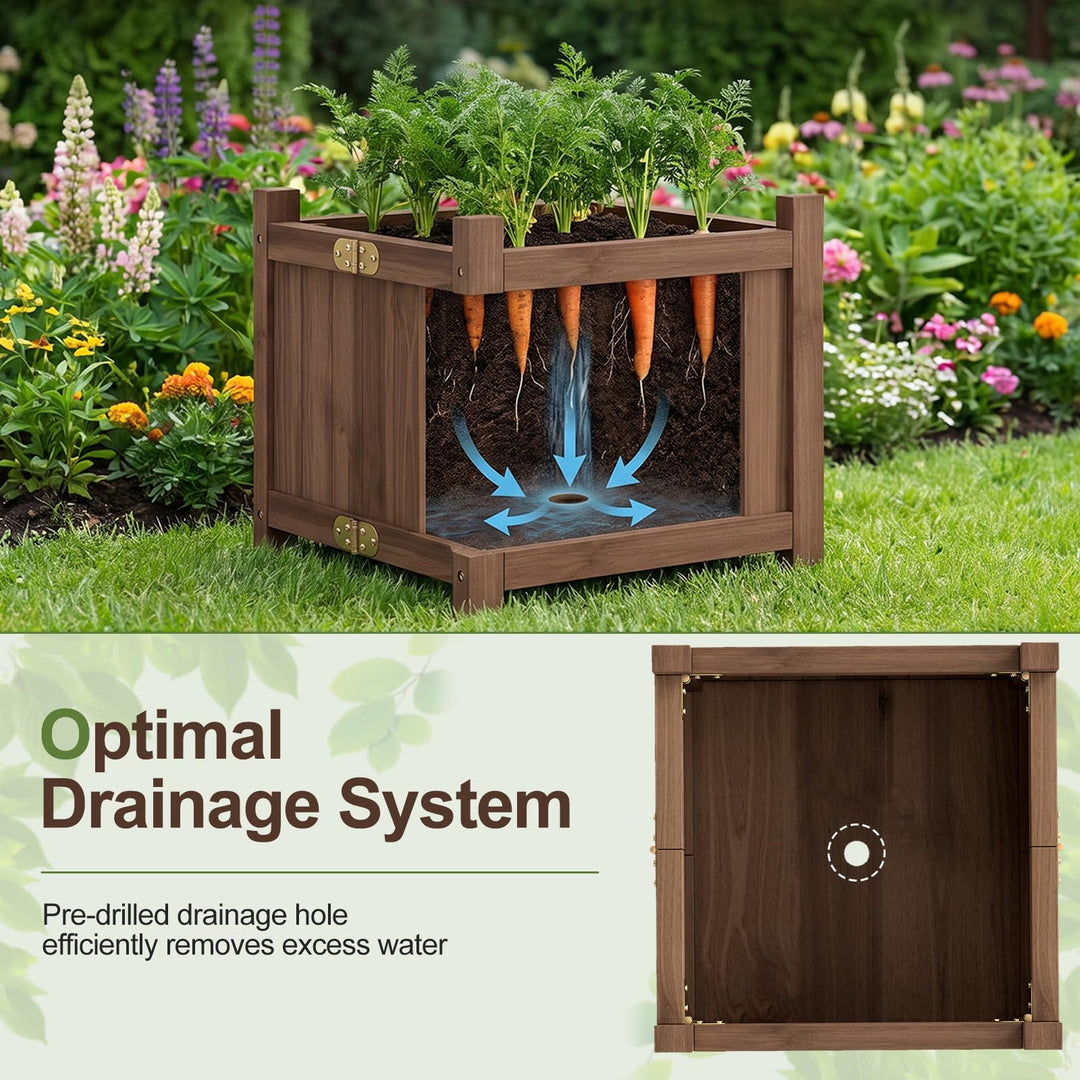 GIANTEX 15" Folding Wooden Planter Box with Removable Bottom (1/2)