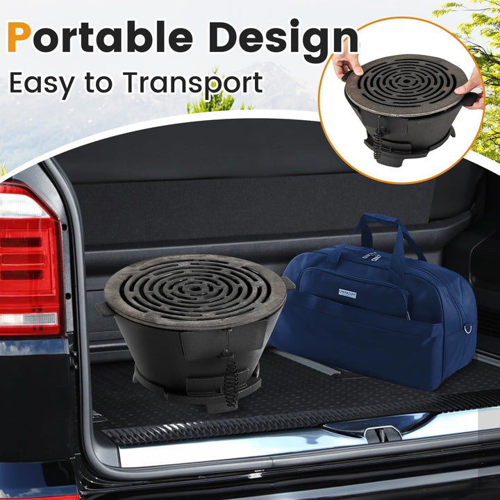 Giantex Cast Iron Hibachi Grill Portable Japanese BBQ Charcoal Grill with Double-Sided Grate