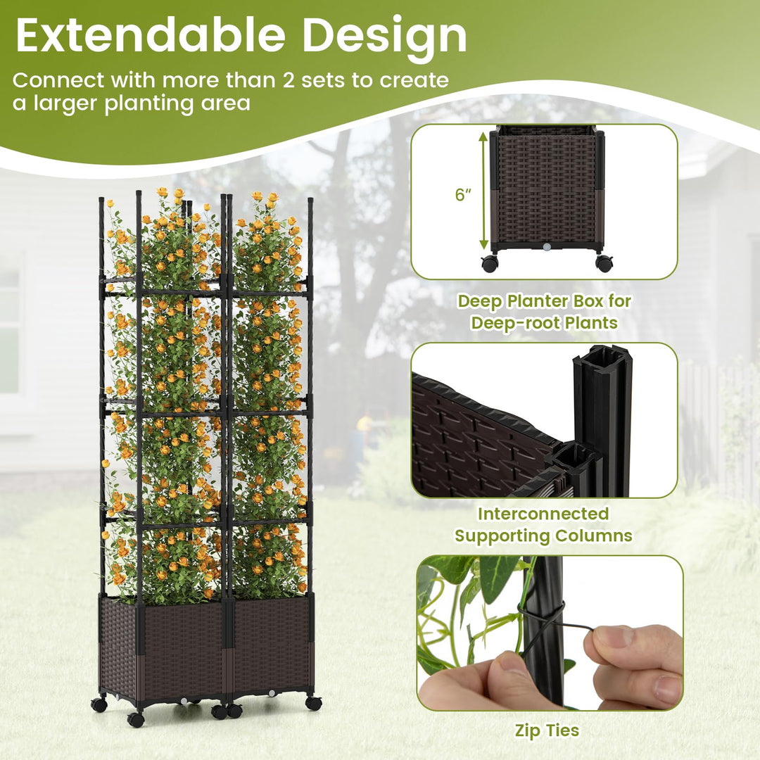 Giantex Raised Garden Bed Planter Box with Trellis