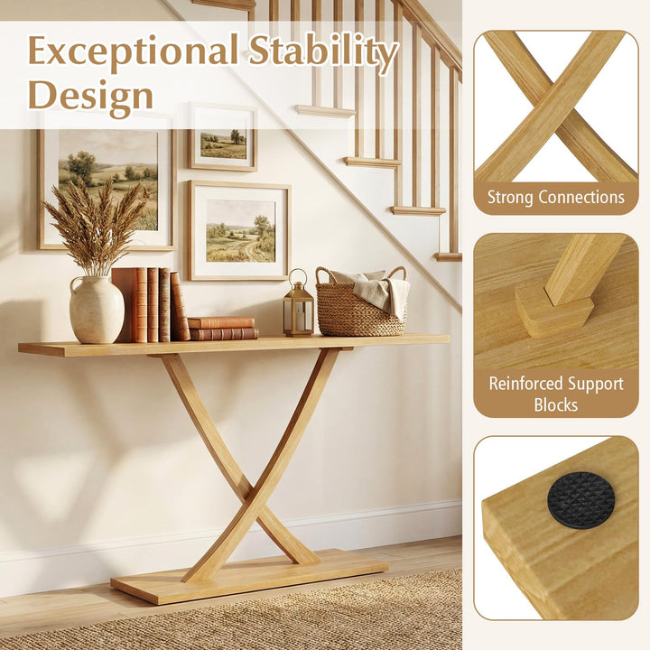 Giantex 57" Solid Wood Console Table Narrow Long Entryway Table