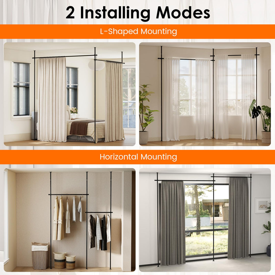 Giantex Room Divider Curtain Rod | No Drill Floor to Ceiling Tension Rod