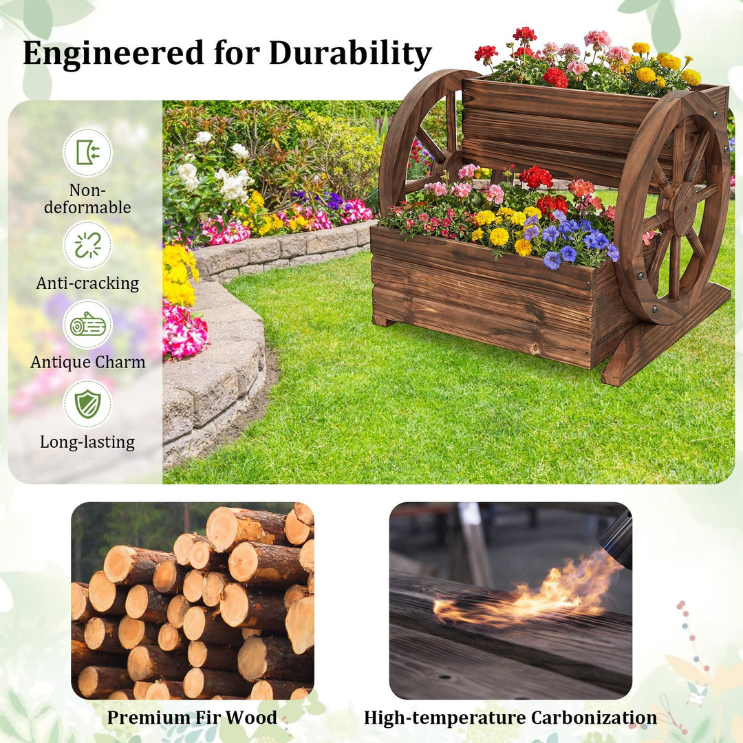 Giantex Garden Planter with Drainage Holes &amp; Wheels for Flowers Herbs Vegetables