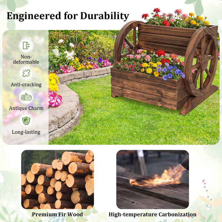 Giantex Garden Planter with Drainage Holes &amp; Wheels for Flowers Herbs Vegetables