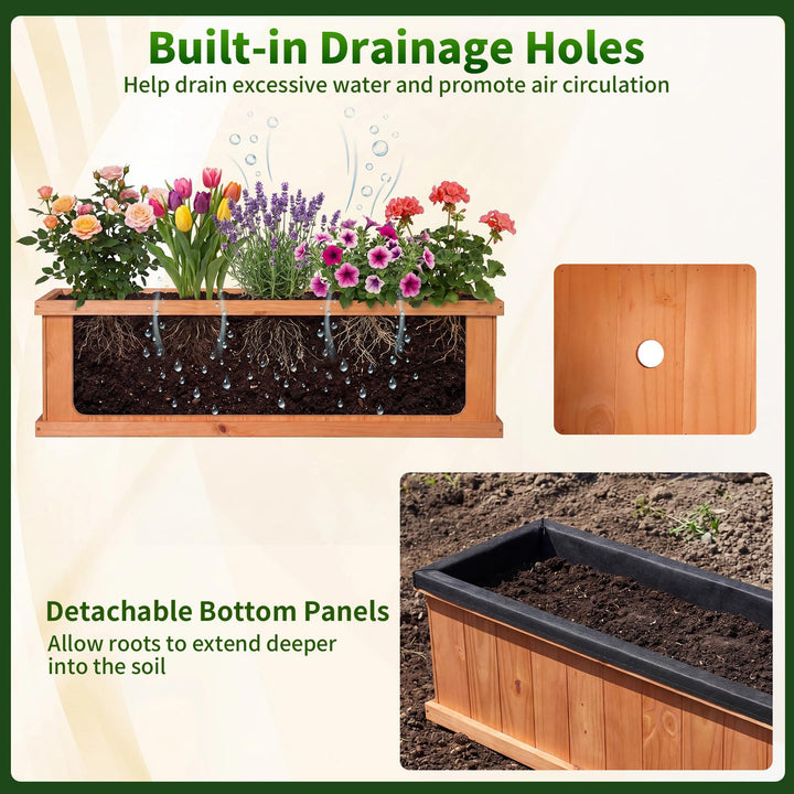Giantex Raised Garden Bed with 3 Drainage Holes (44"x10"x12")