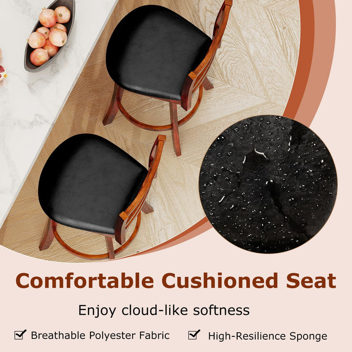 Giantex 25 Inch Swivel Bar Stools Set of 2/4 with PU Faux Leather Upholstered Seat
