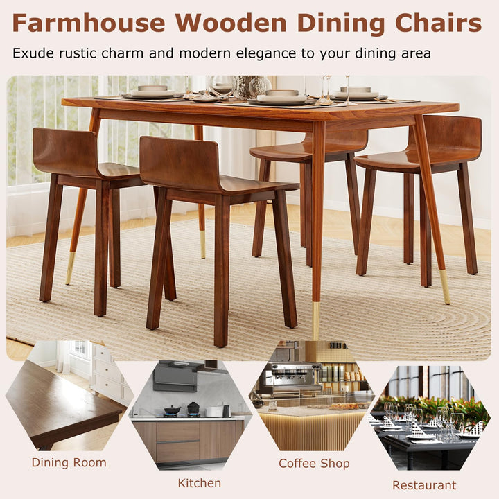 Giantex Wood Dining Chairs Set of 2/4 Farmhouse Kitchen Dining Room Chair