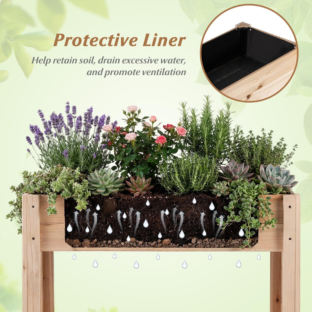 Giantex Wood Raised Garden Bed w/Lower Shelf