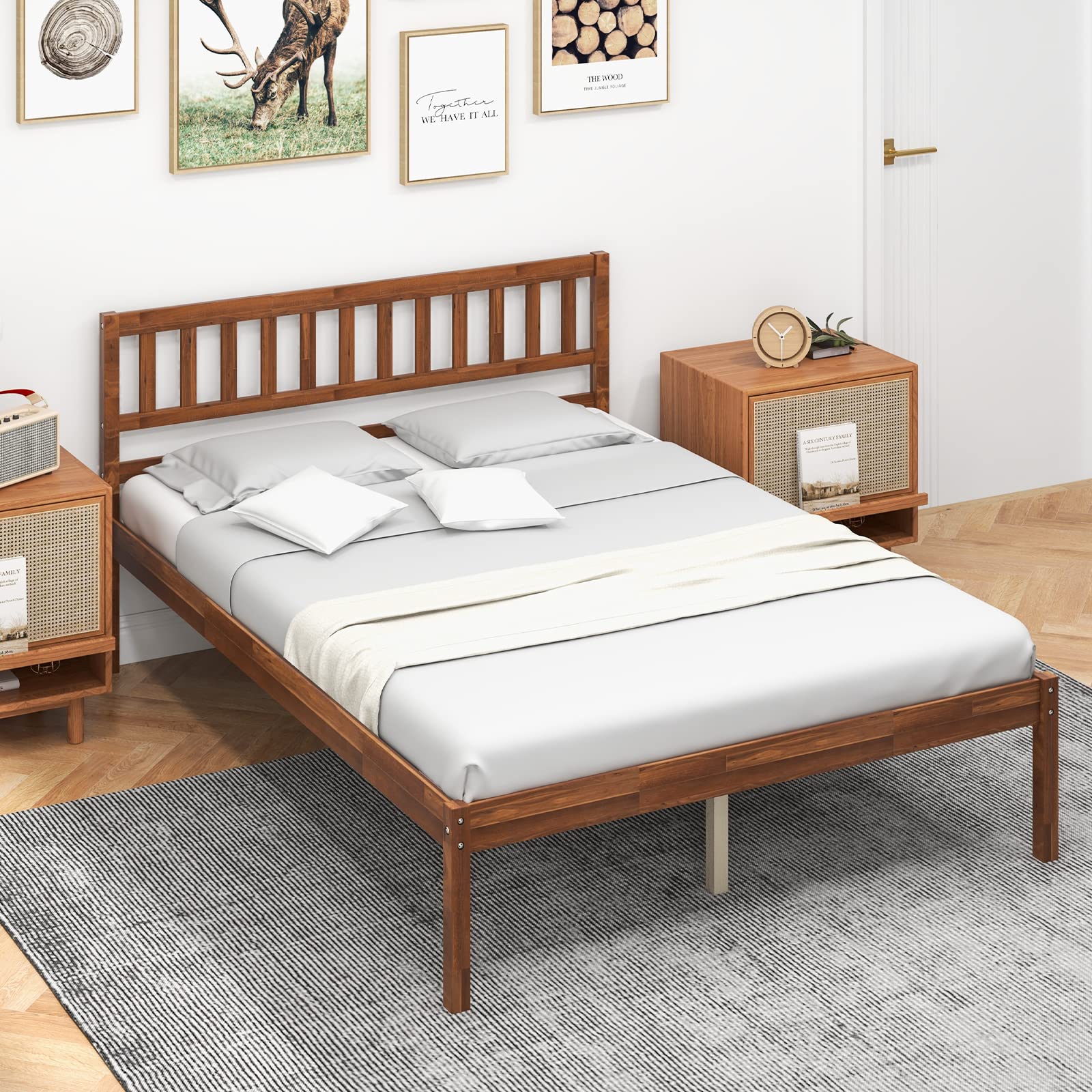 Giantex Wood Bed Frame with Headboard