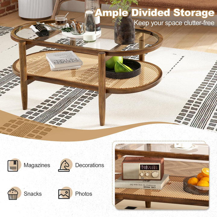 Boho Rattan Coffee Table - Giantex