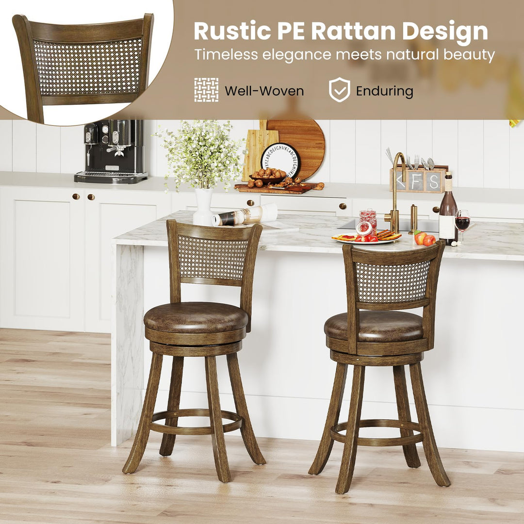 Giantex 25" Swivel Bar Stools Set of 2/4 with Footrest & Rubber Wood Frame