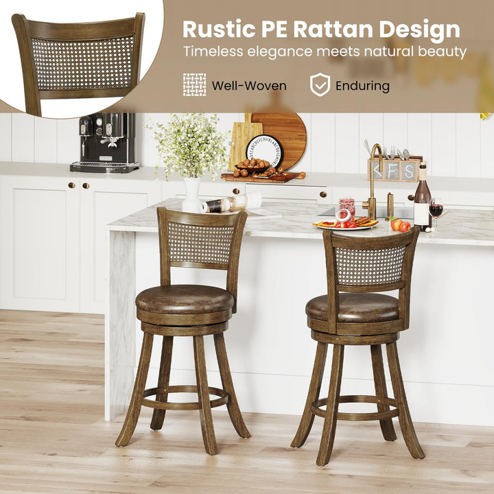 Giantex 25" Swivel Bar Stools Set of 2/4 with Footrest & Rubber Wood Frame