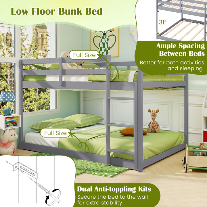 Giantex Full Over Full Bunk Bed Solid Wood Kids Bunk Bed with Full-Length Guardrails