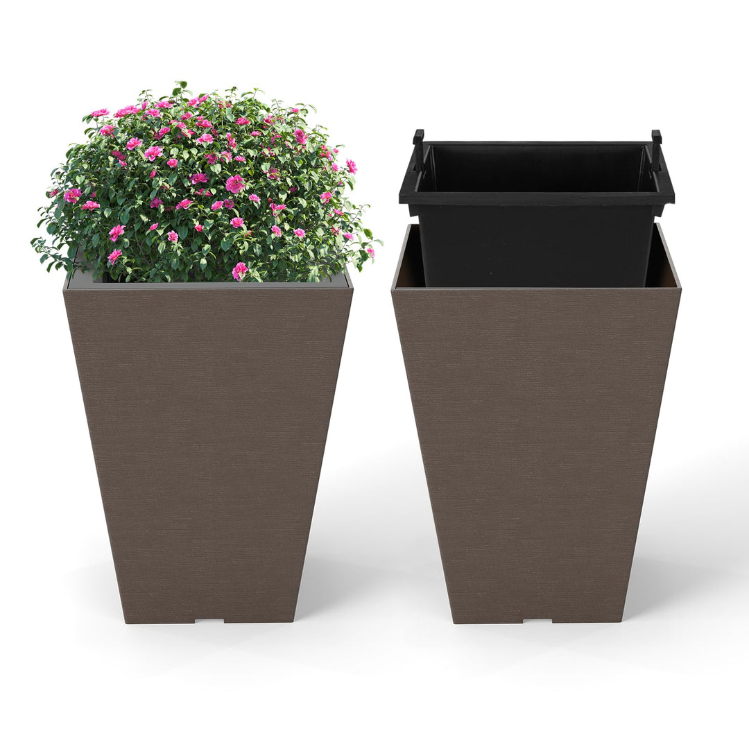 Giantex Self-Watering Flower Pots withith Removable Inner Bucket & Drainage Holes