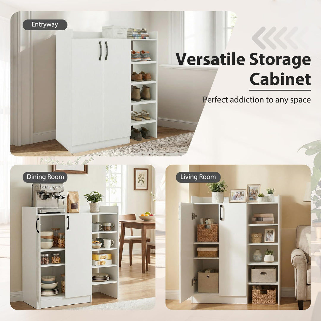 Giantex Wooden Shoe Storage Organizer w/2 Doors for Entryway