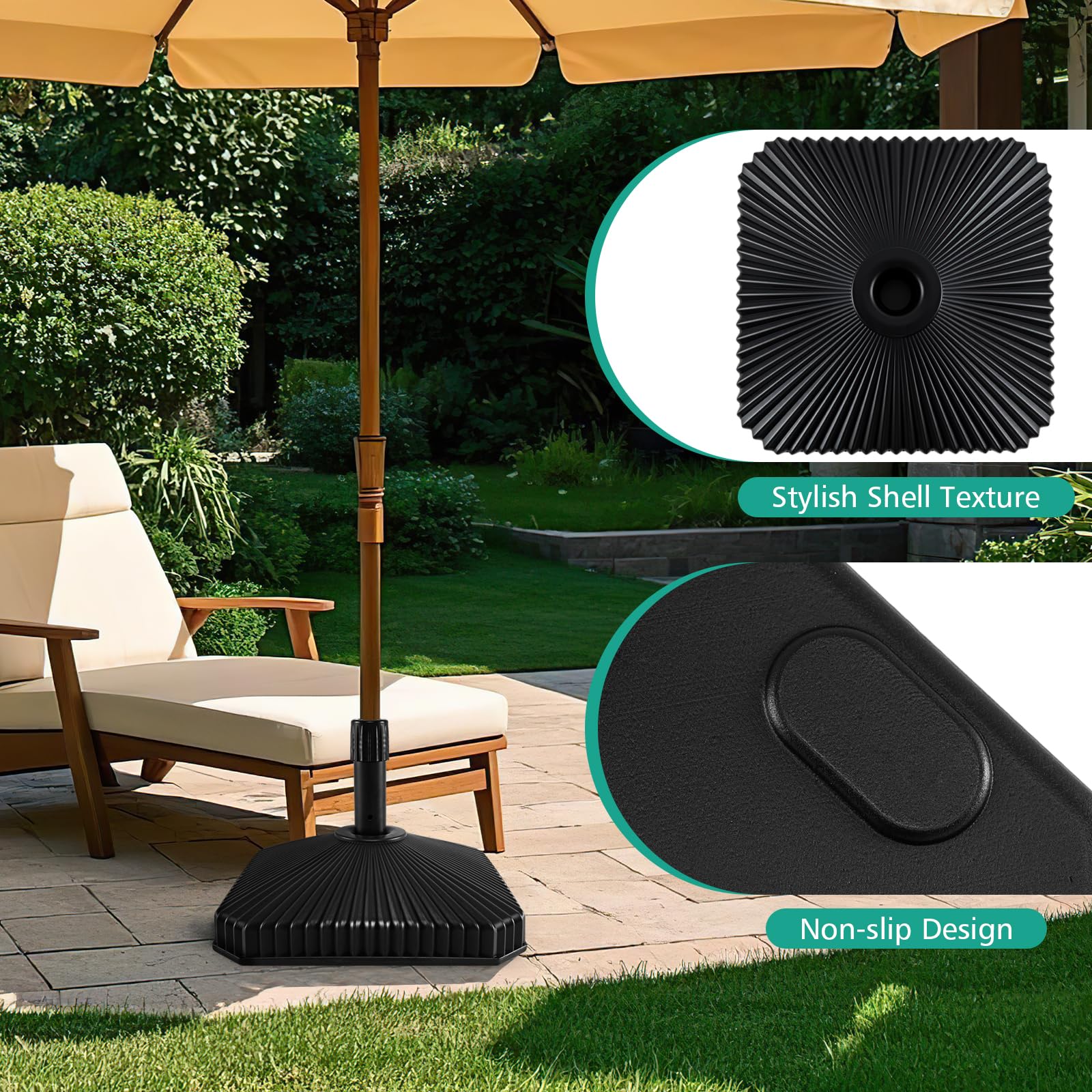 Giantex 44 lbs HDPE Square Fillable Umbrella Base