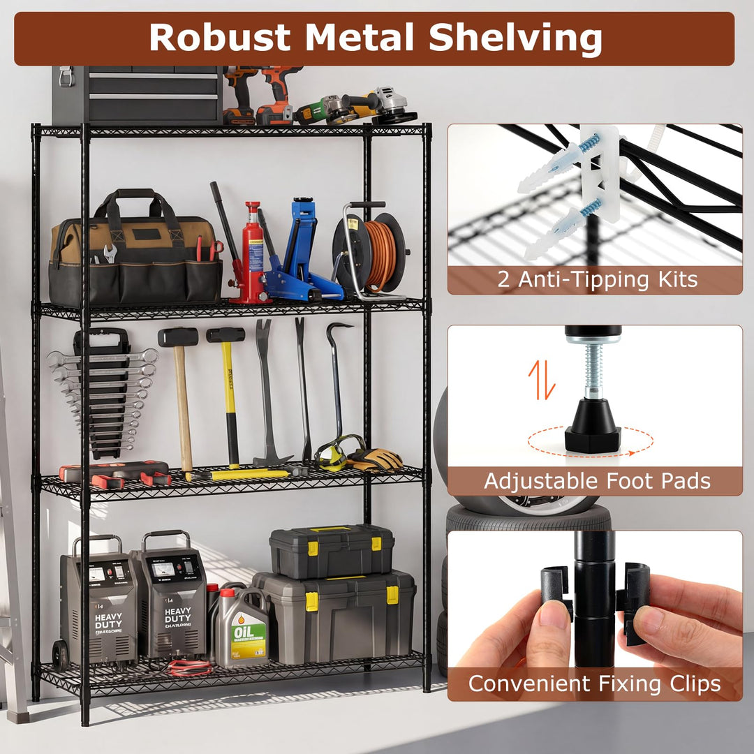 Giantex 4-Tier Metal Storage Shelving Unit with V-Shaped Wire Rack
