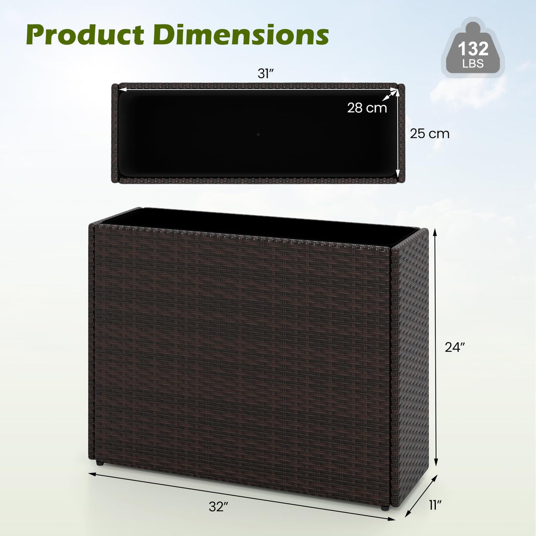 Giantex 32”x11”x24" Wicker Raised Garden Bed