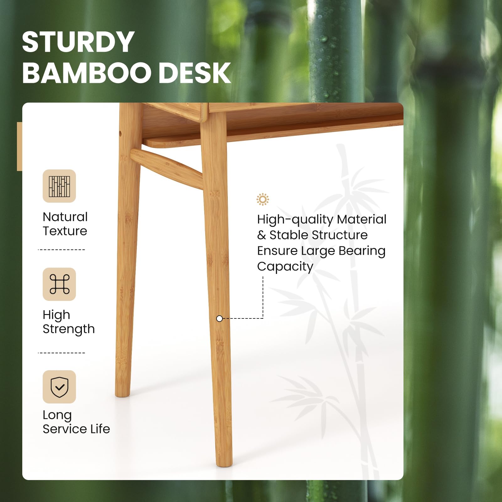 39.5" Bamboo Home Office Desk - Giantex