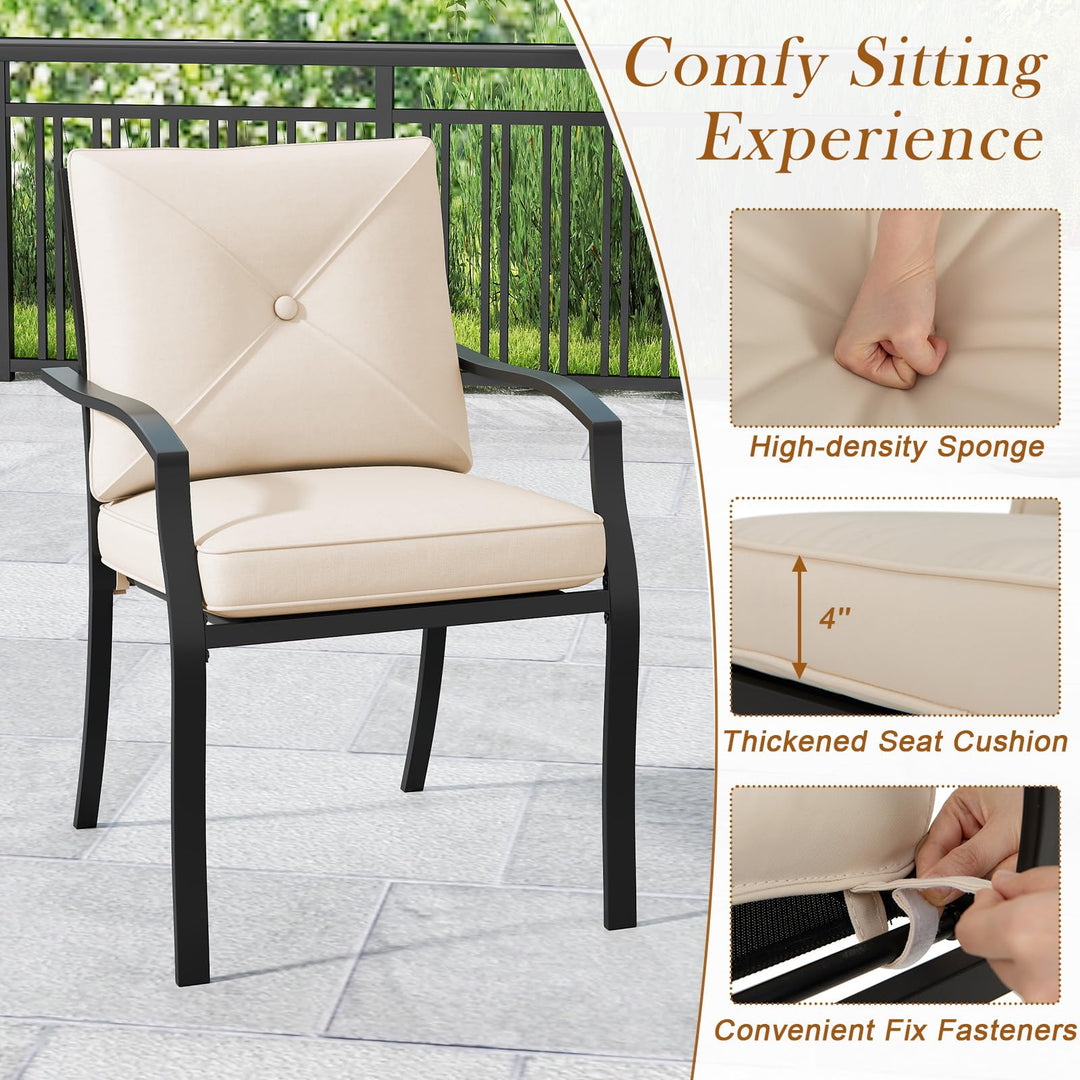 Giantex Metal Outdoor Dining Chair Set of 2/4 Stackable Patio Chairs with Armrests