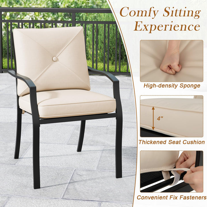 Giantex Metal Outdoor Dining Chair Set of 2/4 Stackable Patio Chairs with Armrests