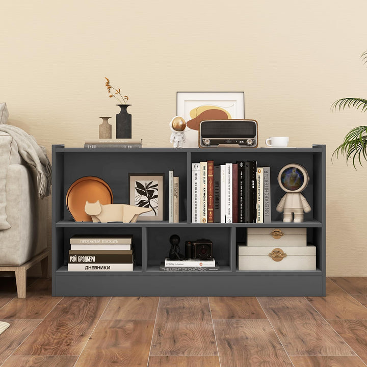 Giantex 5-Cube Bookcase, Freestanding 3-Tier Bookshelf with Spacious Top & Raised Base