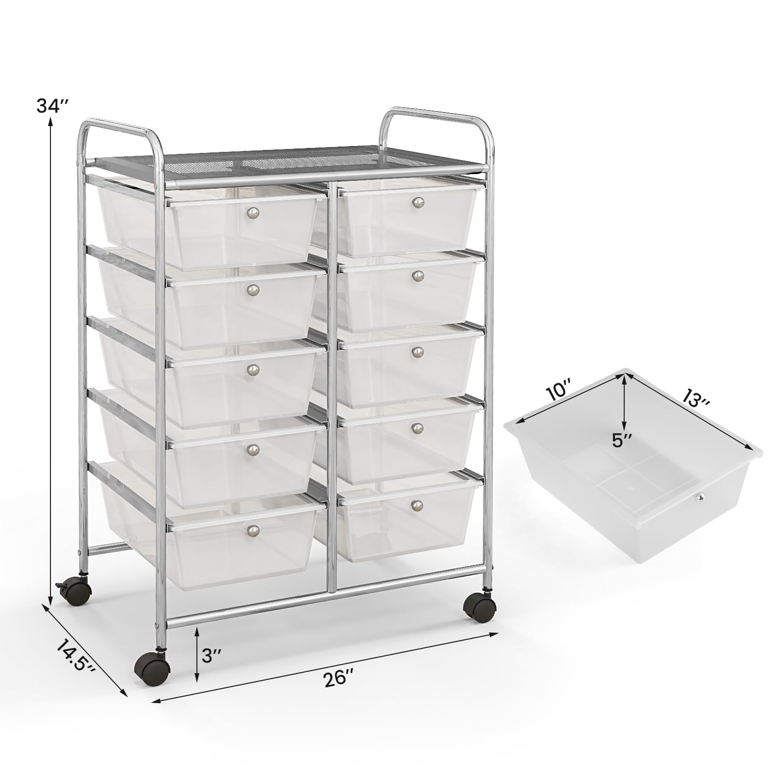 Giantex 10 Drawers Rolling Cart, Classroom Organizers