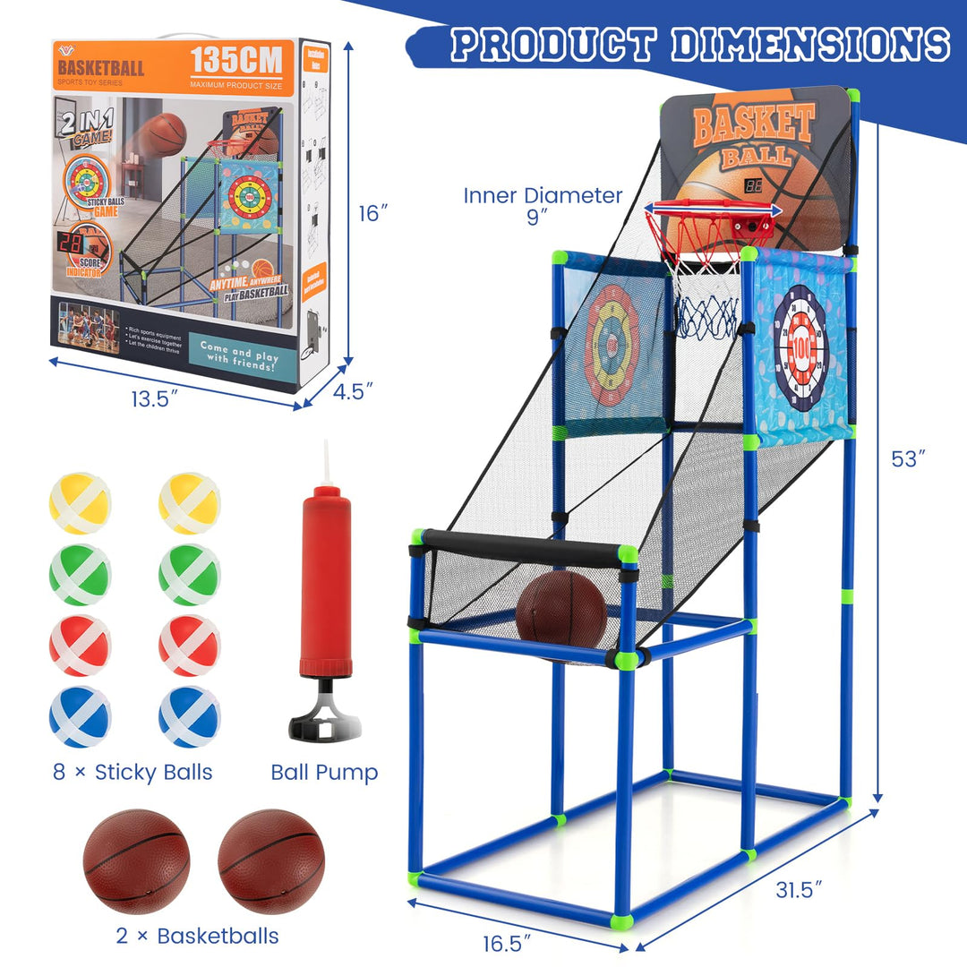 Giantex Kids Basketball Hoop Arcade Game, 2 in 1 Indoor Outdoor Arcade Basketball Game
