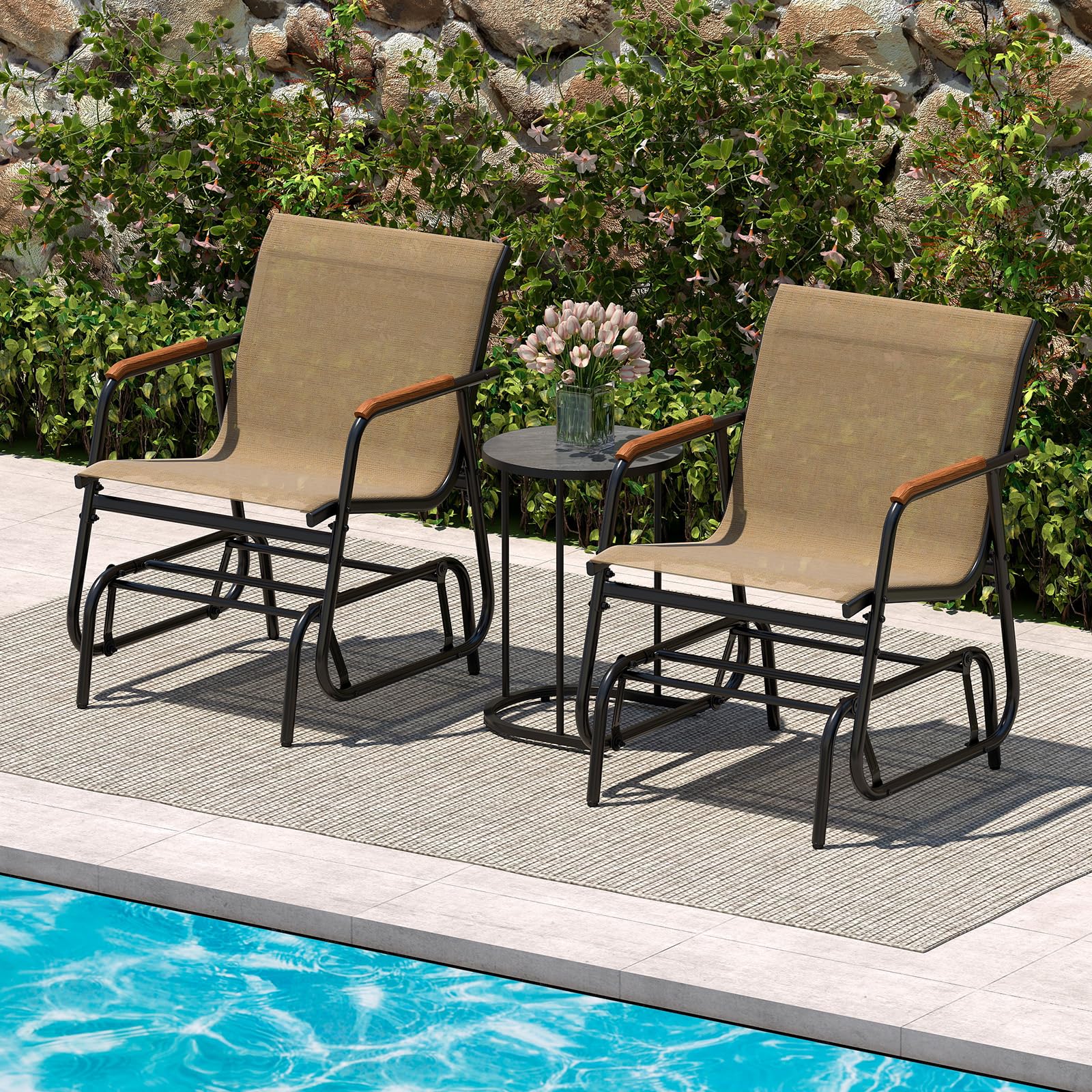 Giantex Swing Rocking Chair with Breathable Fabric Seat