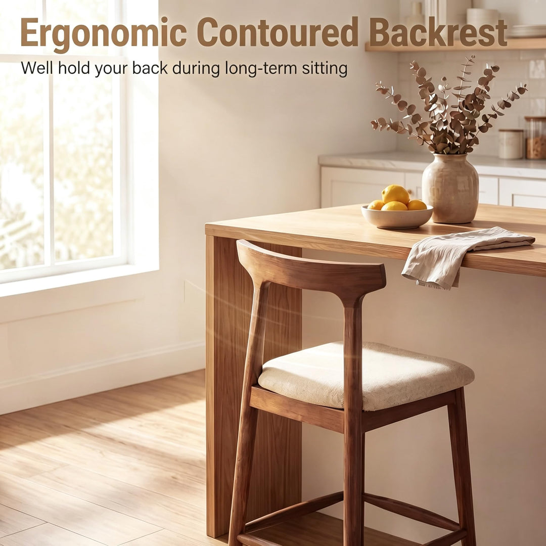 GIANTEX 24" Rustic Farmhouse Barstools w/Upholstered Cushioned Seats (2/4)