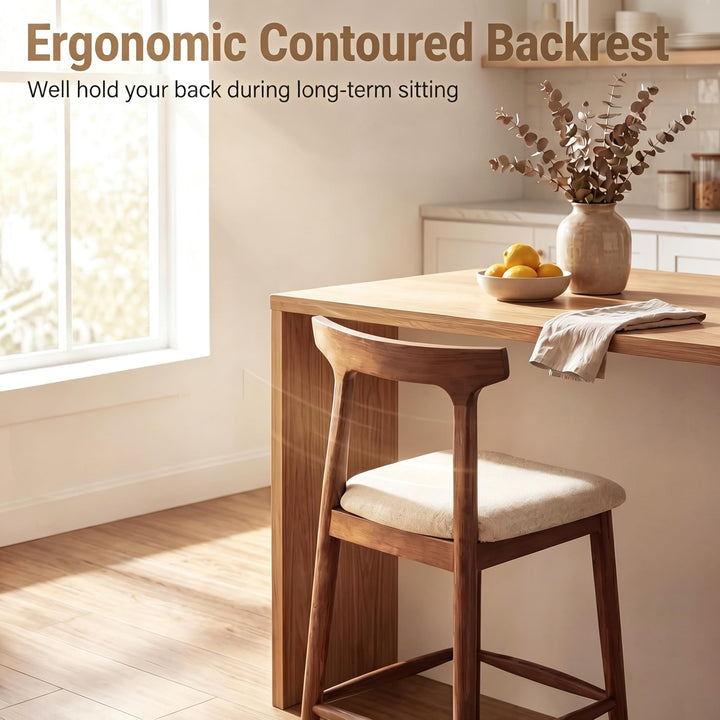 GIANTEX 24" Rustic Farmhouse Barstools w/Upholstered Cushioned Seats (2/4)