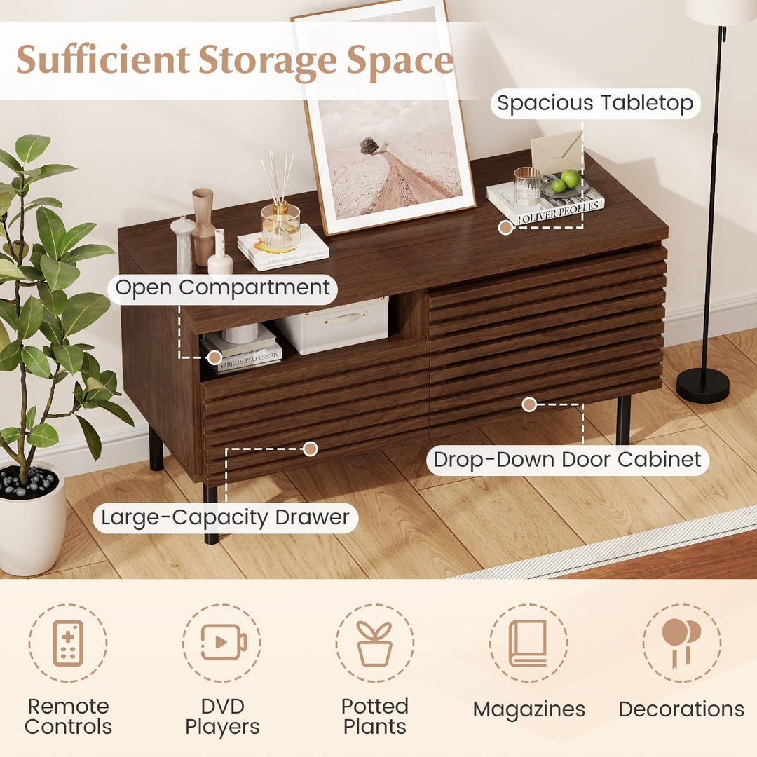 Giantex Mid Century Modern TV Stand with Fluted Entertainment Center