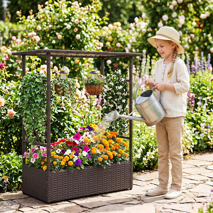 Giantex Raised Garden Bed with Trellis &amp; Hanging Roof