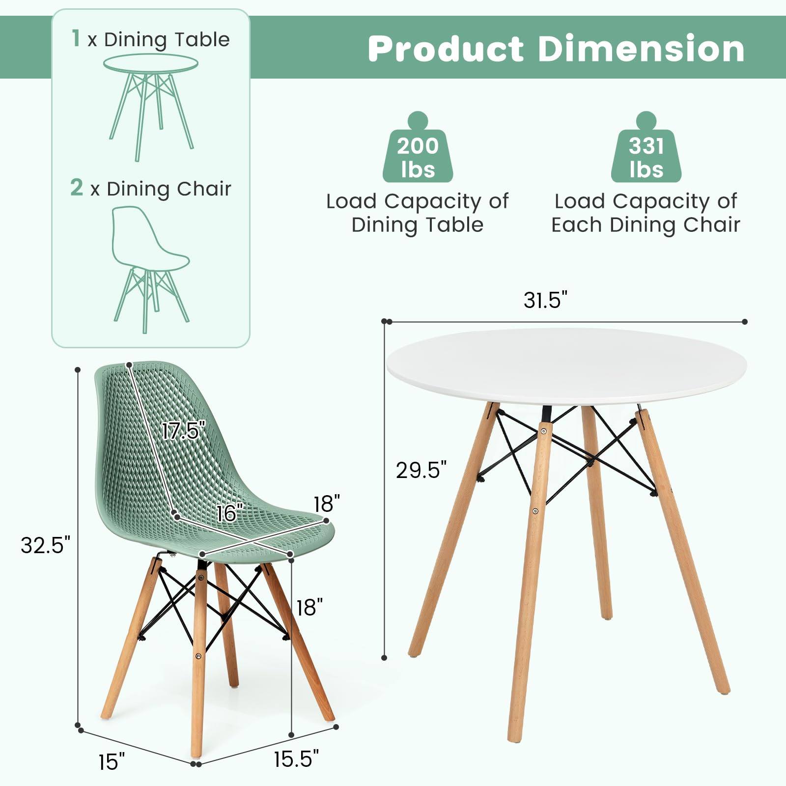 Giantex Dining Table Set for 2 or 4
