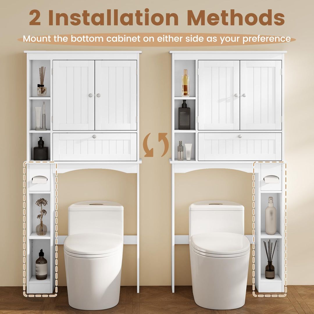 Giantex White Over The Toilet Storage Cabinet Freestanding Bathroom Organizer