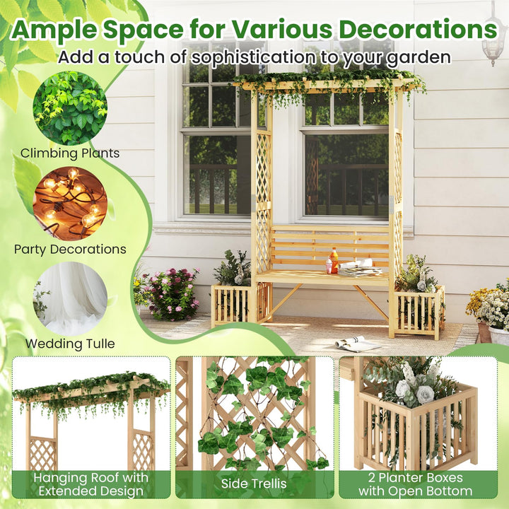 bench planter with trellis Giantex Outdoor Bench with Garden Arbor & 2 Planter Boxes – Giantexus