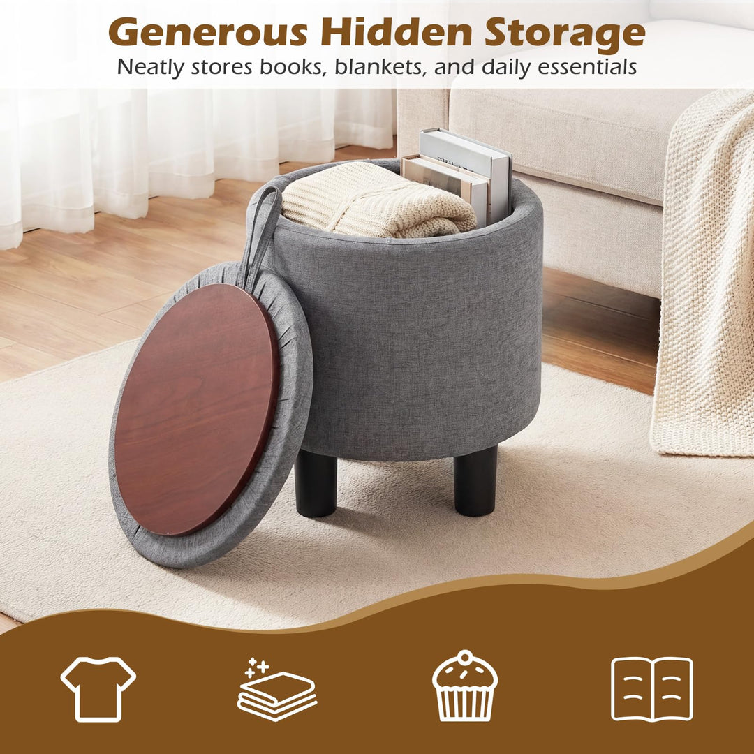 Giantex Round Ottoman with Storage