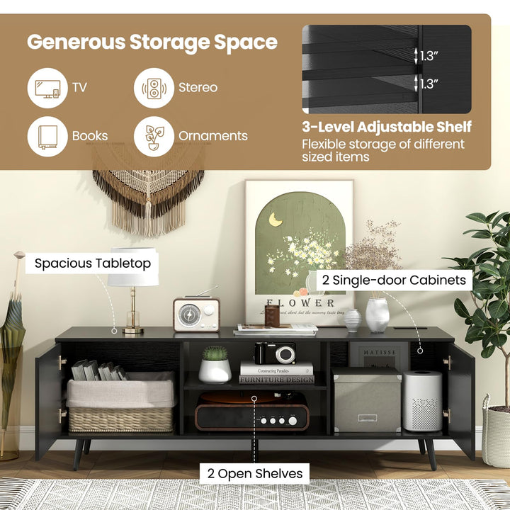 Giantex TV Stand with Power Outlet for TVs up to 60'', Entertainment Center with Cable Hole, Cabinets