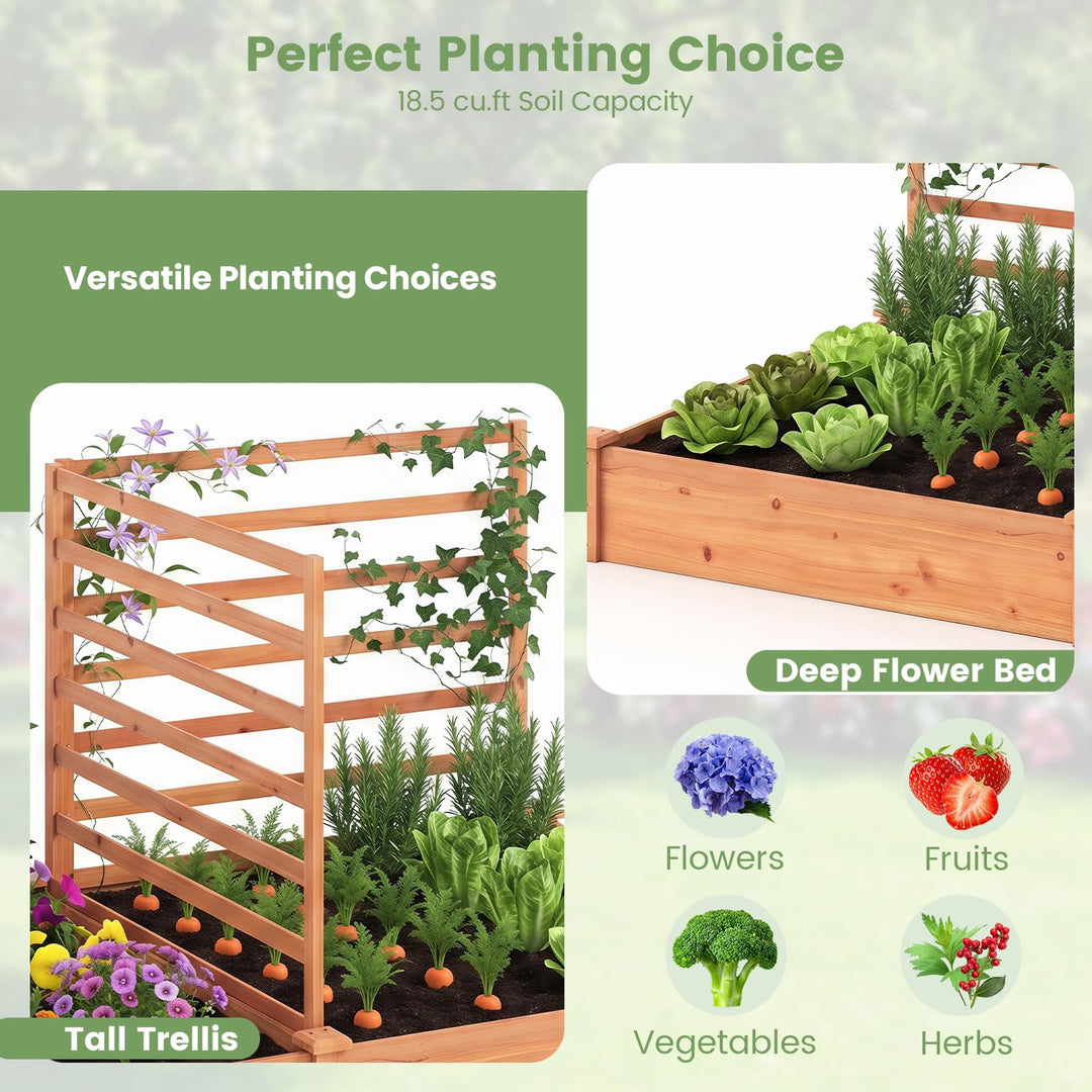 GIANTEX Raised Garden Bed with 3 Trellis for Patio Backyard Lawn